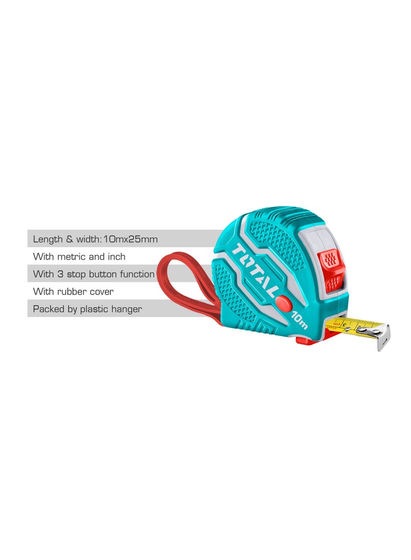 TOTAL Steel Measuring Tape - 10m (32.8ft) Retractable Tape Measure with Easy-Read Markings, and Impact-Resistant Case  - Image 5