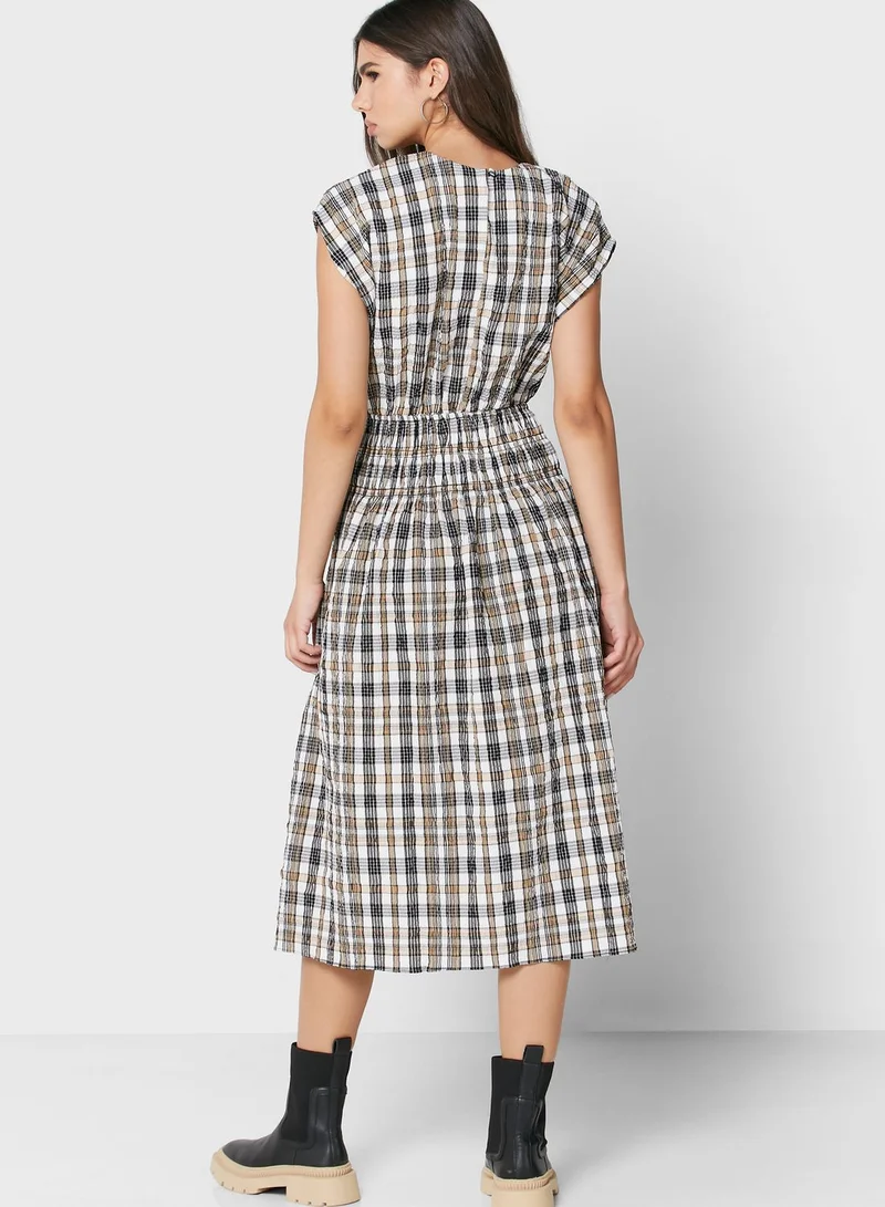 ALIGNE Pleated Checked Dress