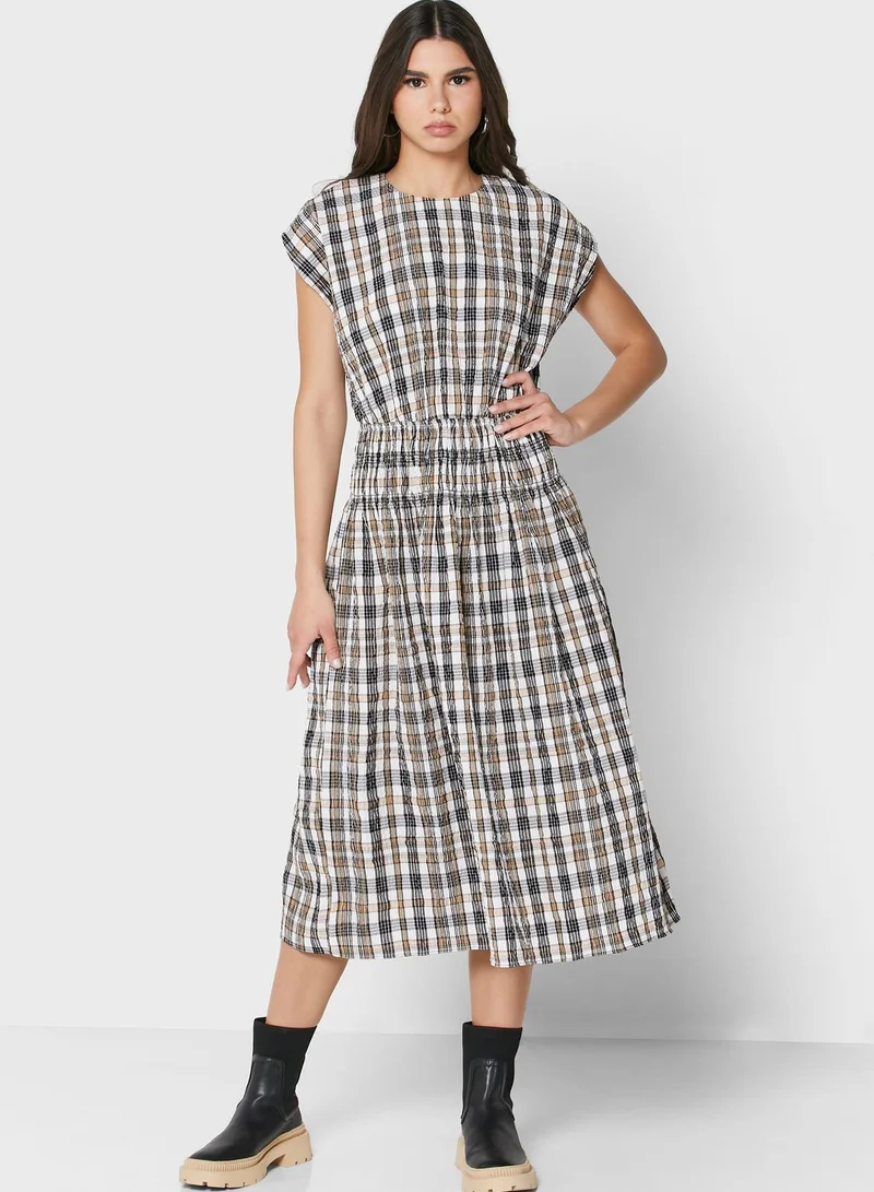 ALIGNE Pleated Checked Dress