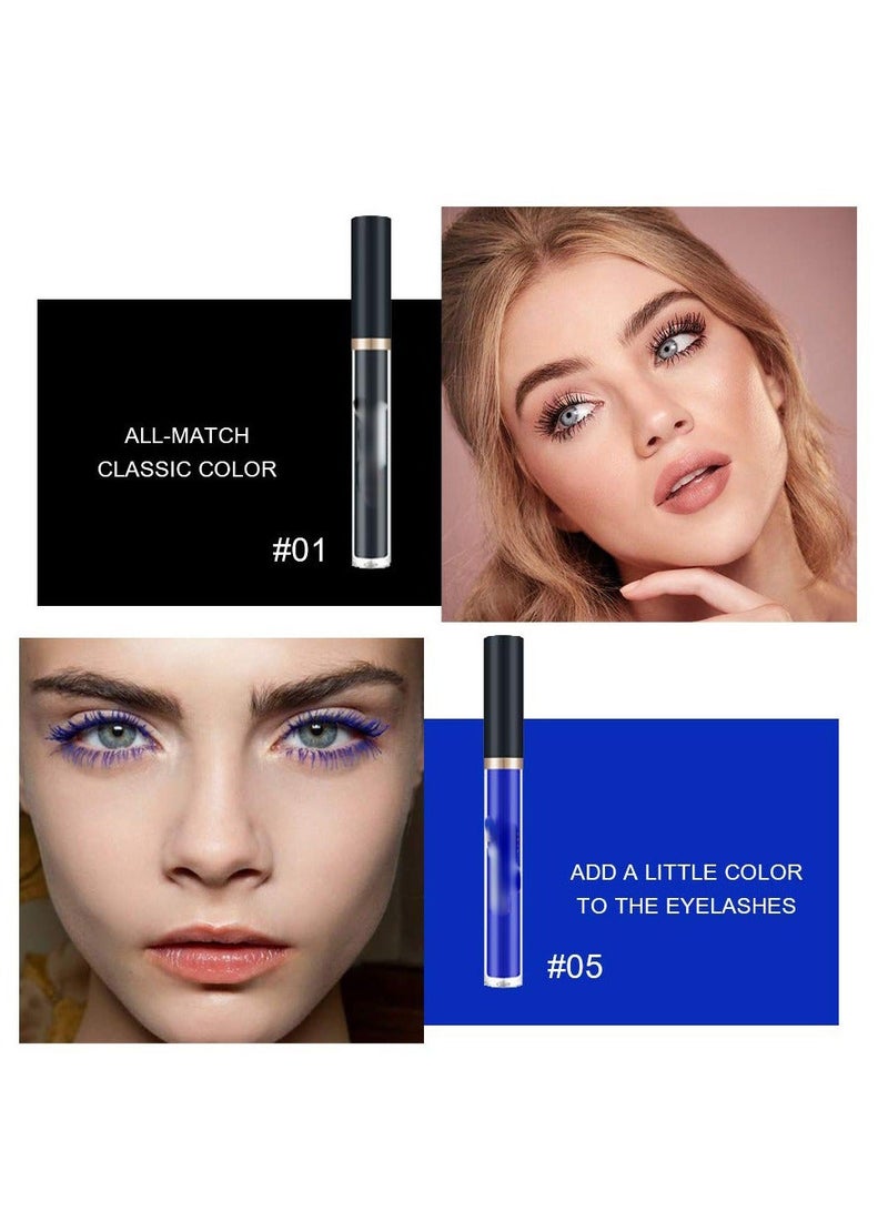 6 Color Colored Colorful Waterproof Mascara for Eyelashes Set,Blue White Black Brown Purple Mascara for Eyelashes, Long Lasting Charming Voluminous Mascara for Women, Cruelty Free Vegan Eye Makeup - Image 2