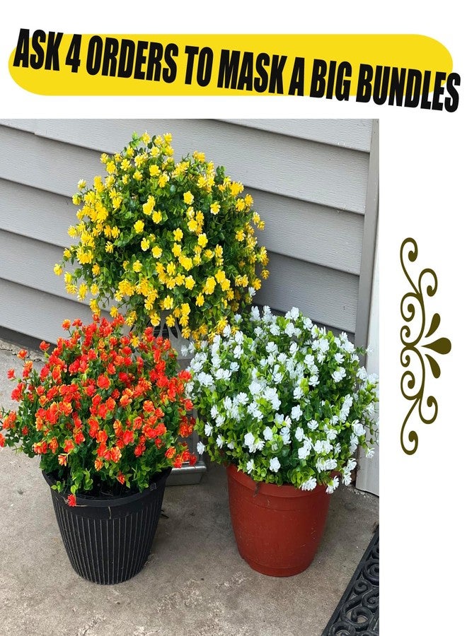7Queen Artificial Fake Flowers, Faux Outdoor Plastic Plants UV Resistant Shrubs Outside Indoor Decorations UV Resistant No Fade Faux Plastic Plants Garden Porch Window Box Décor4 Bundles - Image 5