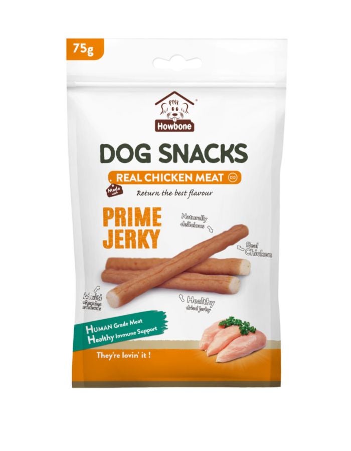 Howbone Prime Jerky Dog Snack 75g – Chicken Flavour, Natural Chewy Treat for Dogs