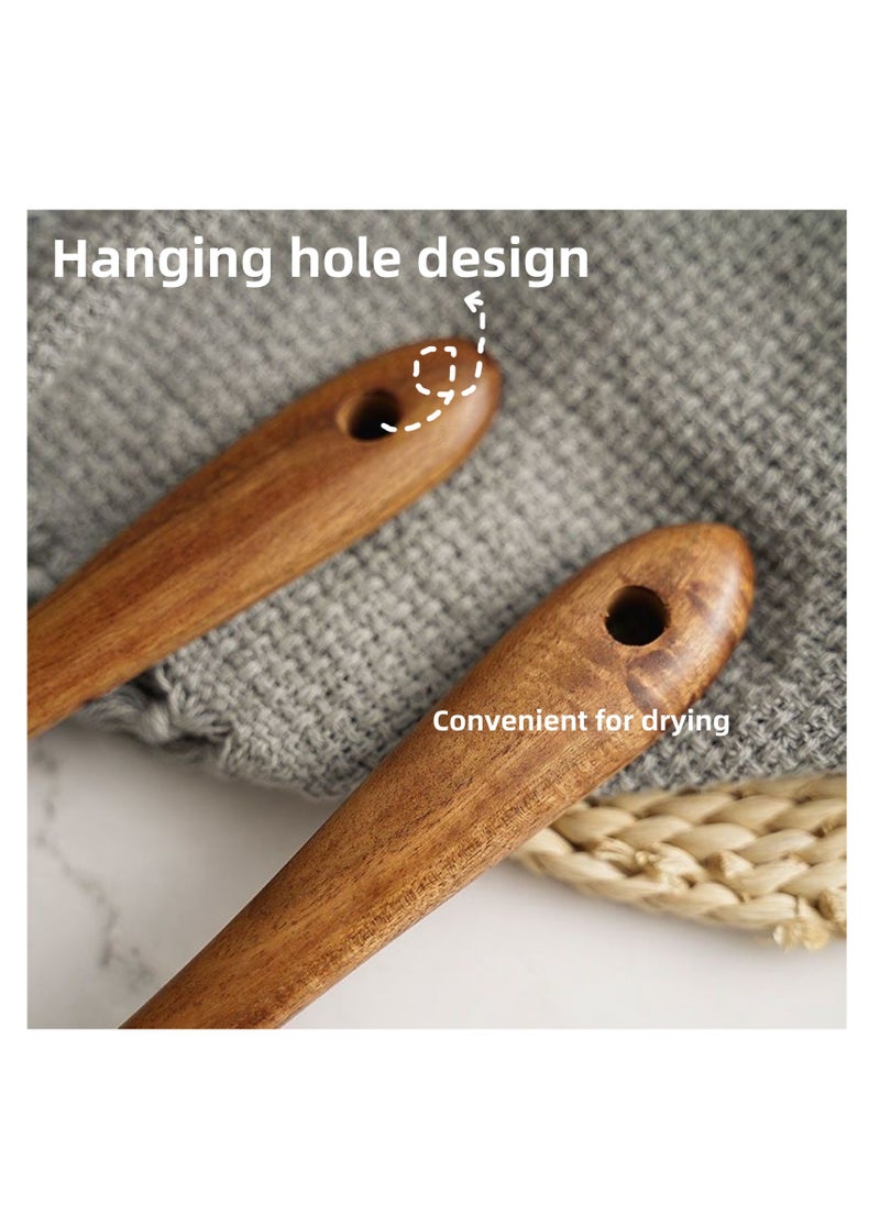 NOVOLAN Wooden Salad Spoon & Fork Set - 26x6.5cm Wooden Utensils for Mixing & Serving - Solid Wood Combination Cooking Spoon & Fork - Smooth Texture, Hand Washable, Easy to Clean - for Salads, Pasta  - Image 3