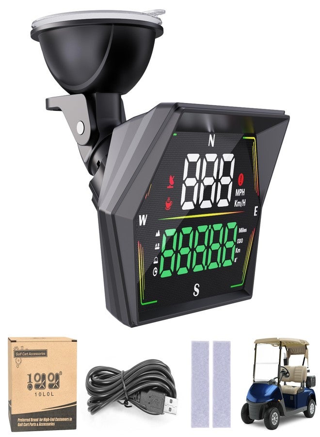 10 ال 0 ال عداد سرعة GPS لعربة الجولف 10L0L، شاشة عرض رقمية عالمية بوحدتي ميل/ساعة وكيلومتر/ساعة، تنبيه السرعة الزائدة والإرهاق، سطوع تلقائي، توصيل وتشغيل فوري لعربات ياماها، وإيزي جو، وكلاب كار، وجميع عربات الجولف. - Image 1