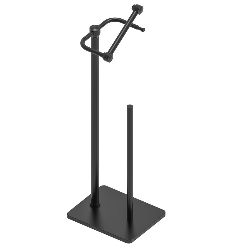 RUACQ Toilet Paper Holder Stand, Bathroom Toilet Paper roll Holder Free Standing with Storage for 4 Rolls, Post Pivoting Design, Stable Weighted Base, SUS304 Stainless Steel (Matte Black) - Image 1