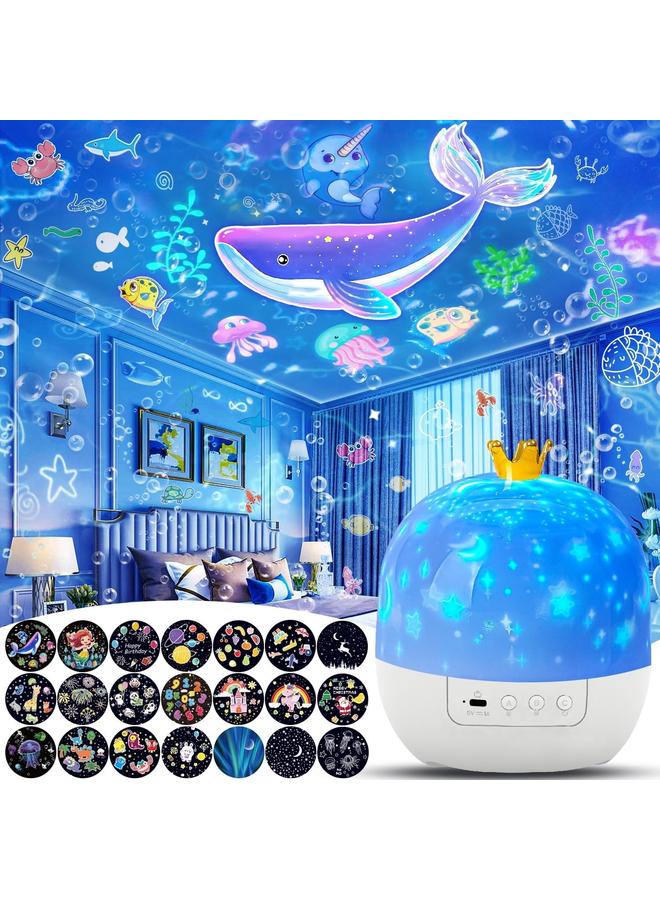 Bluejw 21 Sets of Films, Night Lights for Kids, Star Galaxy Projector, Night Lights for Bedroom, Ceiling, Star Projector with 360° Rotating for Boys and Girls, Birthday, Christmas Gifts, Room Decor - Image 1