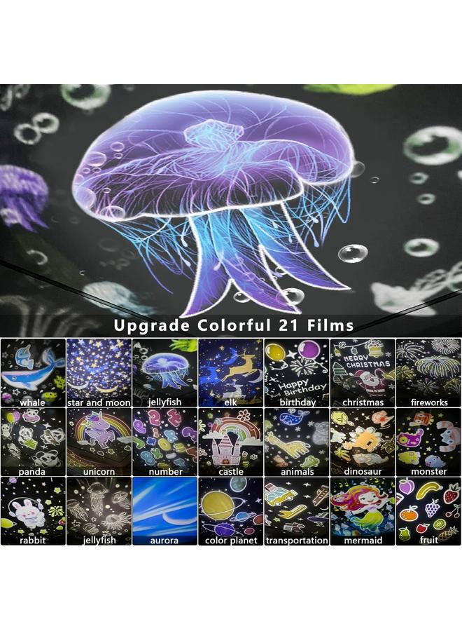 Bluejw 21 Sets of Films, Night Lights for Kids, Star Galaxy Projector, Night Lights for Bedroom, Ceiling, Star Projector with 360° Rotating for Boys and Girls, Birthday, Christmas Gifts, Room Decor - Image 2