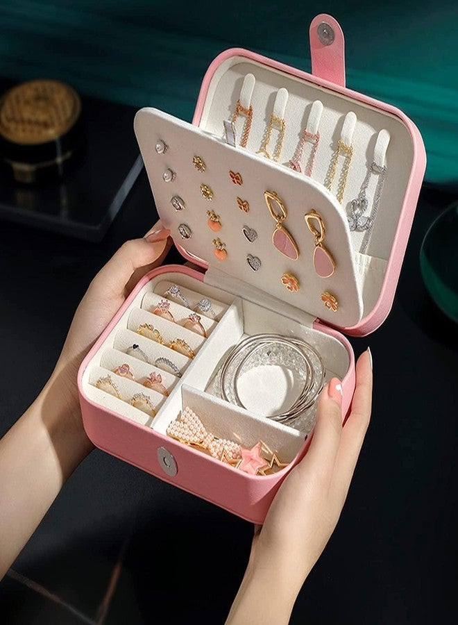 Moxtiza Jewellery Organiser PU Leather Magnetic Buckle Portable Storage Box Case with Dividers Container for Rings, Earrings, Necklace Home Organizer - Image 1