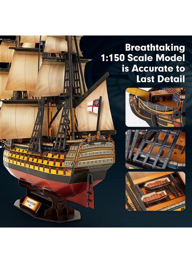 CubicFun - 3D Puzzles Large Hms Victory Vessel Ship Sailboat Model Kits For Adults And Teens Toys, 189 Pieces, T4019H - Image 1