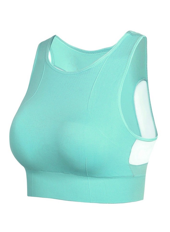 AROAQ Full Coverage Longline Sports Bra, Shockproof Fitness Yoga Running Sports Bra,  Seamless Quick-drying Medium Impact Push Up Tank Top For Yoga Gym Workout, (Size S, Green) - Image 1