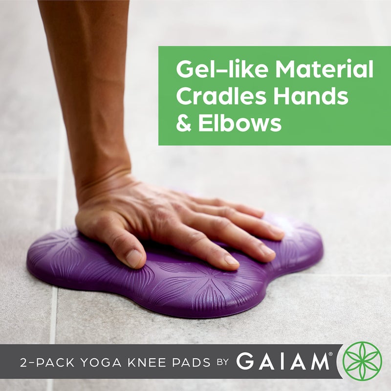 Gaiam Yoga Knee Pads (Set of 2) - Yoga Props and Accessories for Women / Men Cushions Knees and Elbows for Fitness, Travel, Meditation, Kneeling, Balance, Floor, Pilates Purple - Image 3