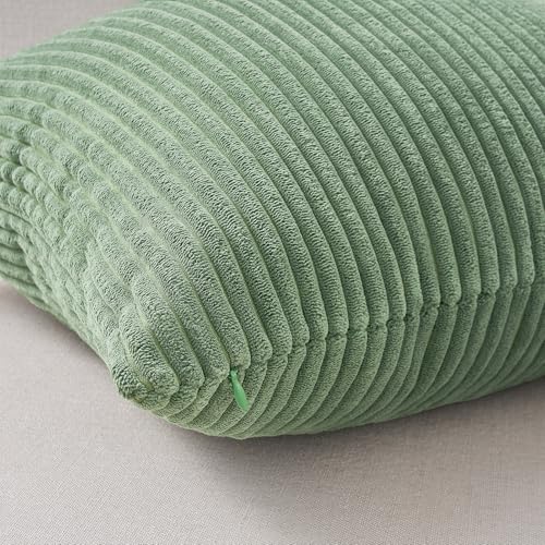 Topfinel Light Green Decorative Throw Pillow Covers Green SeriesWinter Fluffy Corduroy Striped Euro Pillows Shams for Couch Bed BedroomWestern Modern Hunter Green Pillowcase 20x20 Inch Set of 4 - Image 3