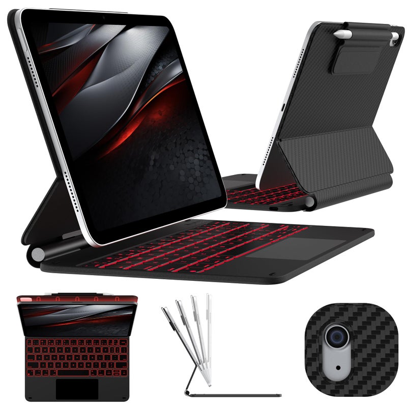 typecase Edge Keyboard Case for iPad 11th Gen A16 (2025) & 10th Gen 10.9" (2022) â€“ Multi-Touch Trackpad, 11-Color Backlit Magic-Style Keyboard â€“ Floating Magnetic Stand, Pencil Holder â€“ Carbon Fiber - Image 1
