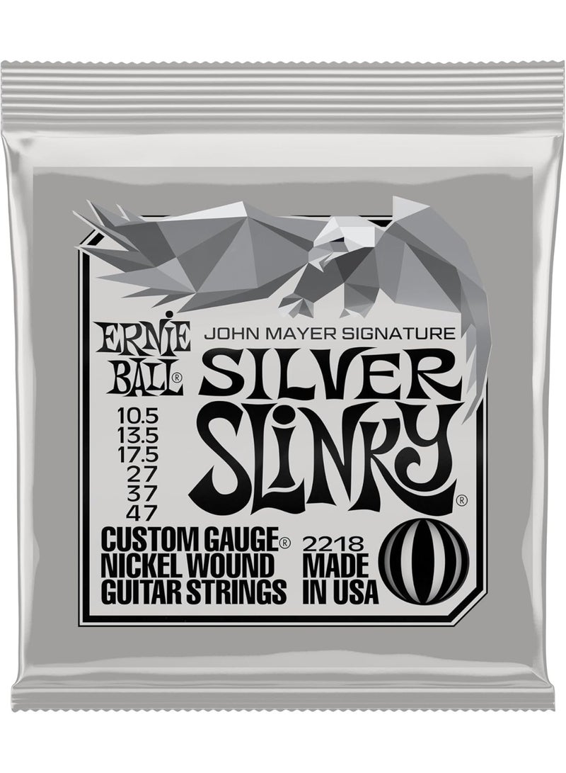 Ernie Ball P02218 John Mayer Silver Slinky Electric Guitar Strings – Nickel Wound, 10.5–47 Gauge - Image 1