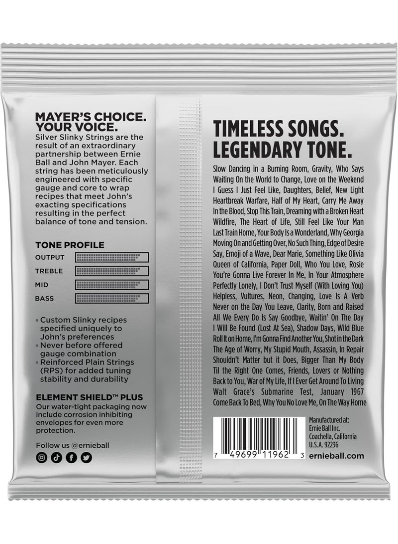 Ernie Ball P02218 John Mayer Silver Slinky Electric Guitar Strings – Nickel Wound, 10.5–47 Gauge - Image 2