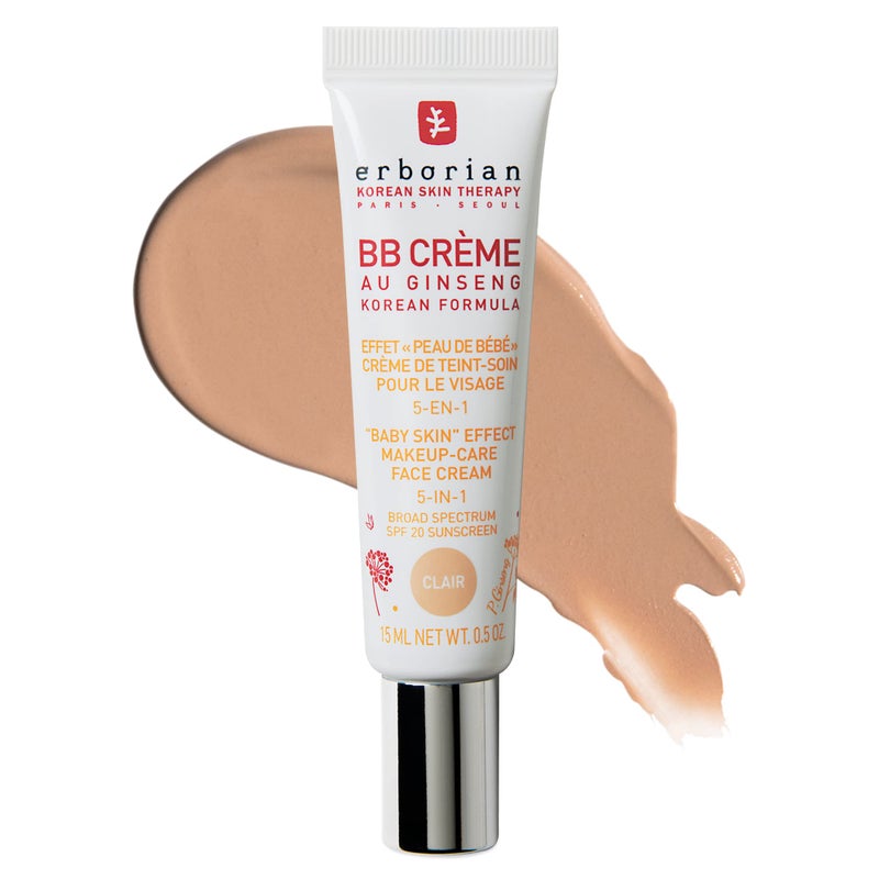 Erborian BB Cream with Ginseng, Fair (Clair) - Lightweight Buildable Coverage with SPF 20 & Ultra-Soft Matte Finish Minimizes Pores & Imperfections - Korean Face Skincare - 0.5 Oz - Image 1