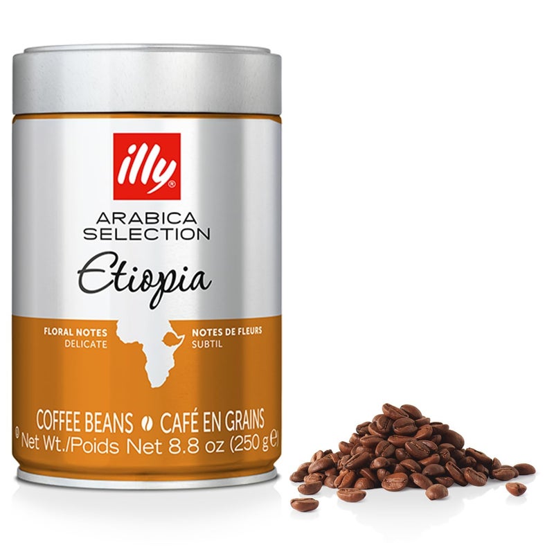 illy Arabica Selections Ethiopia Whole Bean Coffee, 100% Arabica Bean Single Origin Coffee, Light Roast with Notes of Jasmine, All-Natural, No Preservatives, 8.8 Ounce Can (Pack of 1) - Image 1