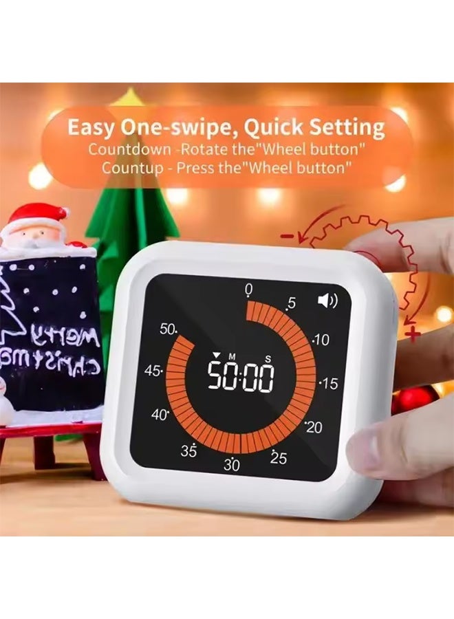 مؤقت دوار ذكي صامت ومرئي تناظري للأطفال والكبار مع عداد ساعات تنبيه اختياري للمطبخ وغرفة القراءة الداخلية - Image 3