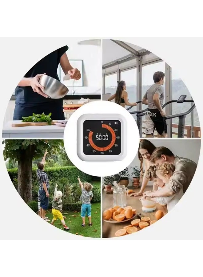 مؤقت دوار ذكي صامت ومرئي تناظري للأطفال والكبار مع عداد ساعات تنبيه اختياري للمطبخ وغرفة القراءة الداخلية - Image 4