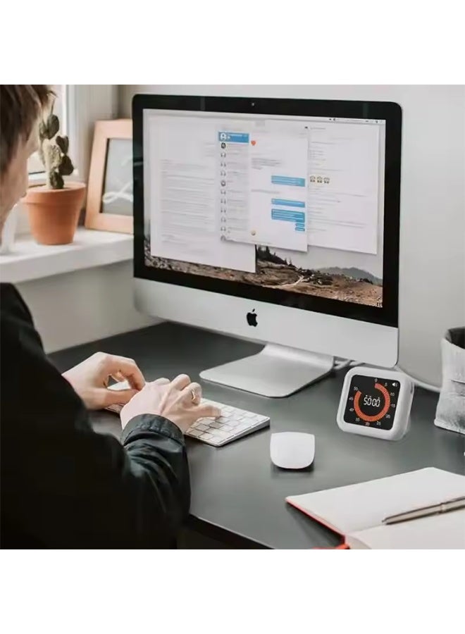 مؤقت دوار ذكي صامت ومرئي تناظري للأطفال والكبار مع عداد ساعات تنبيه اختياري للمطبخ وغرفة القراءة الداخلية - Image 5
