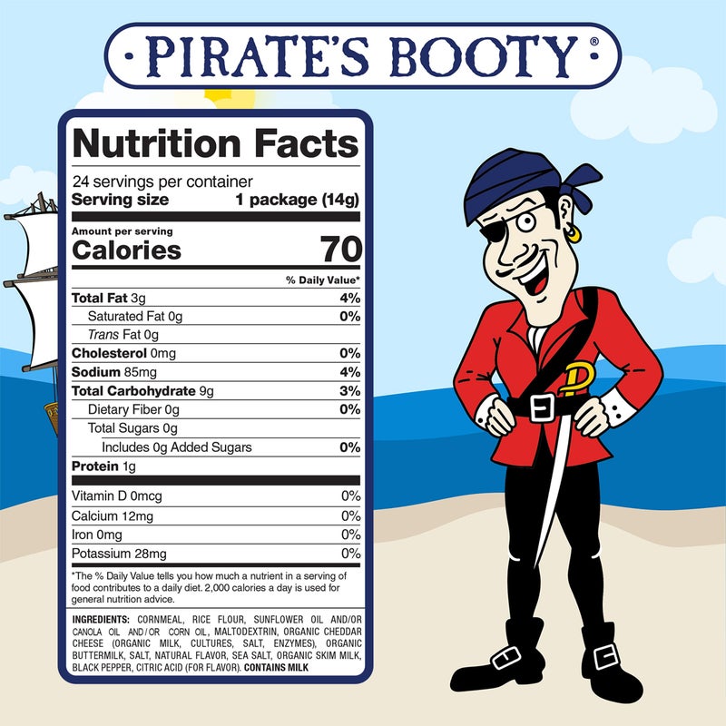 Pirate's Booty Aged White Cheddar Cheese Puffs, Gluten-Free, Kids Snacks, 0.5oz (24ct) - Image 3