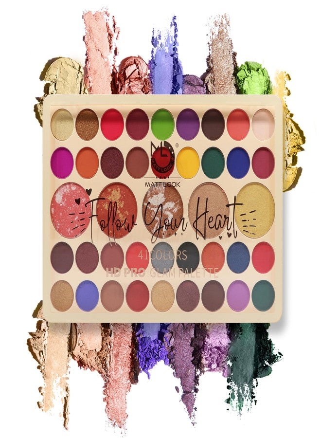 MATT LOOK 41 Colors Hd Pro Glam Palette|Multi-Purpose Use Palette|Bright Vibrant Colors|Water Proof Formula|One Stroke Application|Eye Shadows & Highlighters In One Palette- Multicolor 01(41.6G) - Image 2