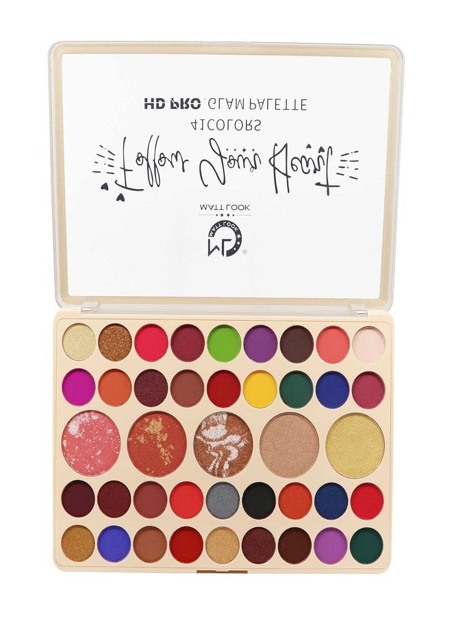 MATT LOOK 41 Colors Hd Pro Glam Palette|Multi-Purpose Use Palette|Bright Vibrant Colors|Water Proof Formula|One Stroke Application|Eye Shadows & Highlighters In One Palette- Multicolor 01(41.6G) - Image 3