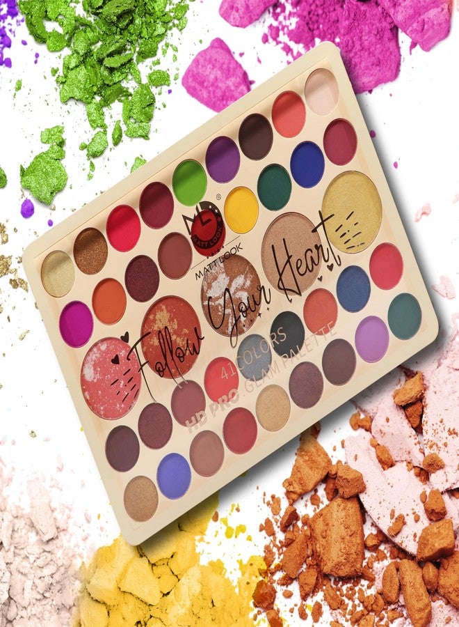 MATT LOOK 41 Colors Hd Pro Glam Palette|Multi-Purpose Use Palette|Bright Vibrant Colors|Water Proof Formula|One Stroke Application|Eye Shadows & Highlighters In One Palette- Multicolor 01(41.6G) - Image 1