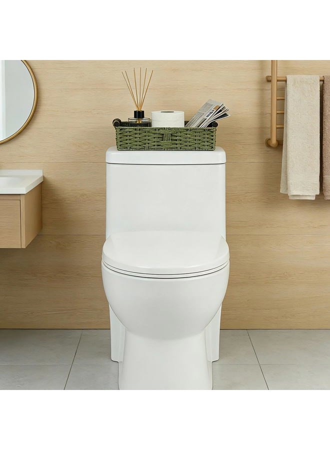 nestery Green Toilet Paper Basket for Bathroom Organizers And Storage, Wicker Toilet Paper Holder Basket with Handles for Desk, Counter, Toilet Tank Topper, Boho Coastal Bathroom Decor 2 PCS - Image 3
