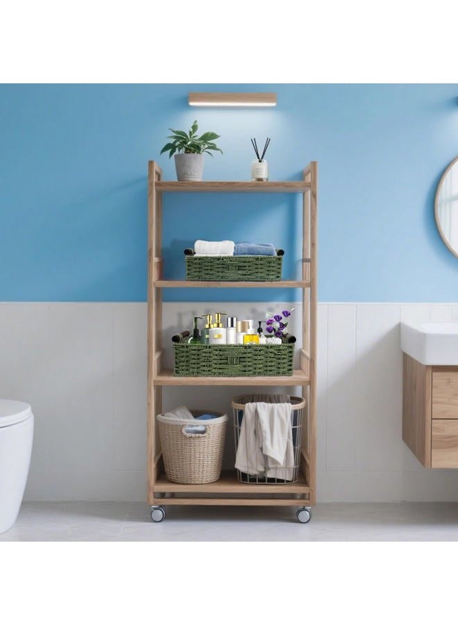 nestery Green Toilet Paper Basket for Bathroom Organizers And Storage, Wicker Toilet Paper Holder Basket with Handles for Desk, Counter, Toilet Tank Topper, Boho Coastal Bathroom Decor 2 PCS - Image 2