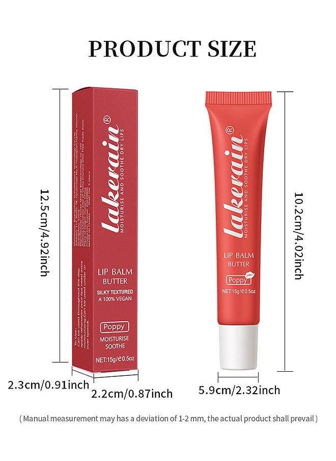 lakerain - Lip Balm Butter, Hydrating Lip Balm With Glossy Finish, Moisturizing Lip Balm Care For Soft And Smooth Lips, Lip Treatment For Dry, Chapped Lips (Poppy) - Image 1