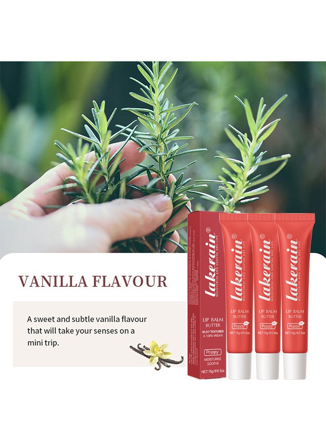 lakerain - Lip Balm Butter, Hydrating Lip Balm With Glossy Finish, Moisturizing Lip Balm Care For Soft And Smooth Lips, Lip Treatment For Dry, Chapped Lips (Poppy) - Image 1