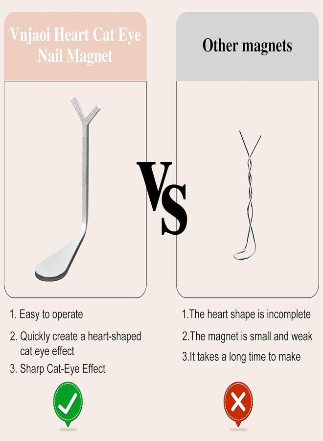 مغناطيس أظافر على شكل قلب، دليل على شكل حرف Y لرسم فن الأظافر على شكل قلب وعين القطة، طقم من 4 قطع، مناسب للصالونات أو محبي فن الأظافر - Image 3