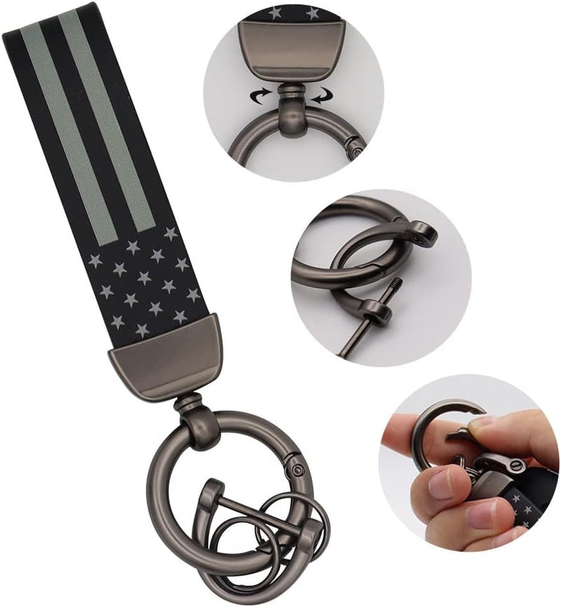Elegananccy Black American USA Flag Car Keychain with Zinc Alloy Ring - Image 4