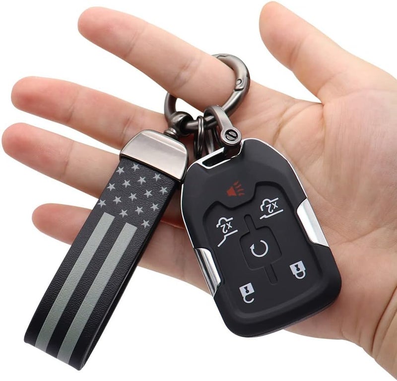 Elegananccy Black American USA Flag Car Keychain with Zinc Alloy Ring - Image 3