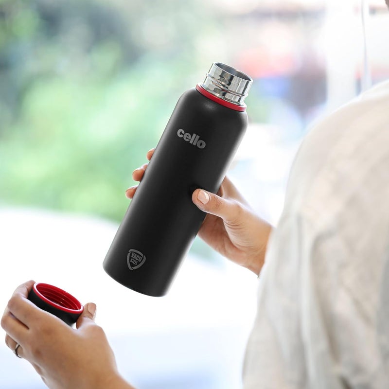 Cello Cello Duro Kent Thermosteel Flask with DTP Coating, 750ml, Black | 24 Hours Hot and Cold Stainless Steel Bottle | Flask for Tea Coffee | Ideal for Office, Gym, Home, Hiking, Trekking, Travel Bottle  - Image 2