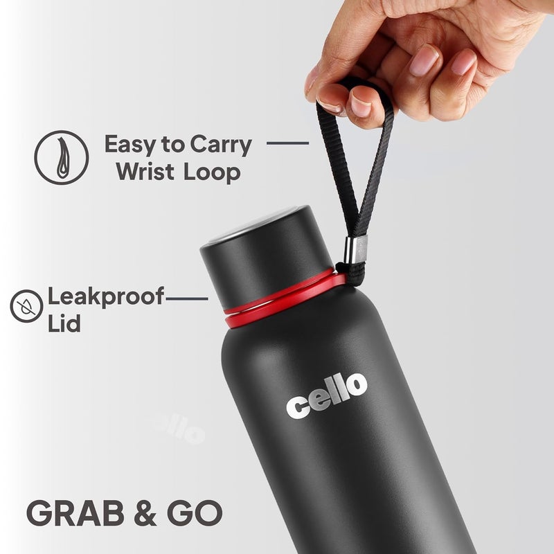 Cello Cello Duro Kent Thermosteel Flask with DTP Coating, 750ml, Black | 24 Hours Hot and Cold Stainless Steel Bottle | Flask for Tea Coffee | Ideal for Office, Gym, Home, Hiking, Trekking, Travel Bottle  - Image 3