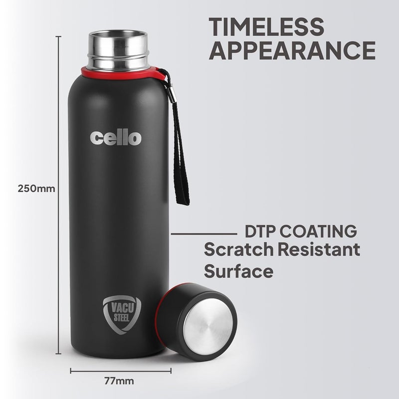 Cello Cello Duro Kent Thermosteel Flask with DTP Coating, 750ml, Black | 24 Hours Hot and Cold Stainless Steel Bottle | Flask for Tea Coffee | Ideal for Office, Gym, Home, Hiking, Trekking, Travel Bottle  - Image 5