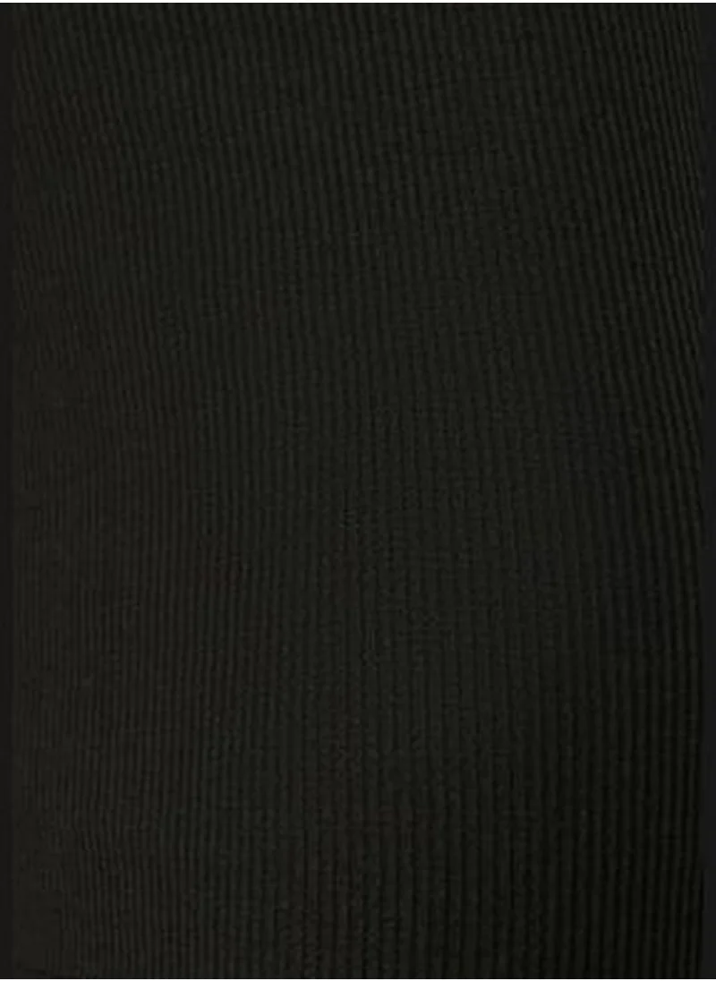 trendyol Black Fitted Crew Neck Mini Ribbed Stretch Knit Dress TWOSS22EL2819.