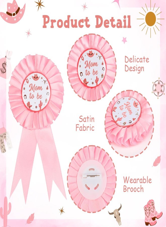 Serencatcher Cowgirl Baby shower Sash and Pins Set, Western Baby Shower Decorations Mom Dad To Be Sash Mom Dad To Be Pin Flower Headband for Western Cowgirl Cowboy Gender Reveals Party Pregnancy Props - Image 2
