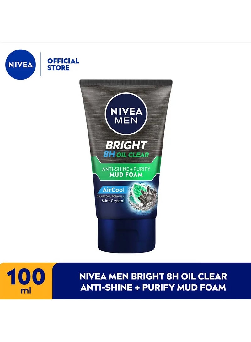 NIVEA MEN زيت مضيء 8 ساعات خالي من اللمعان + رغوة طين نقية بتركيبة فحم مريحة بالنعناع 100 مل - Image 1