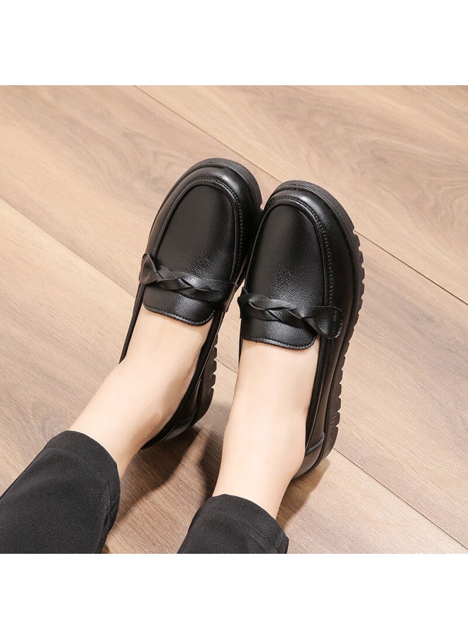 Pull Back Huili Mom Shoes, Comfortable For Elderly In Spring And Autumn, Suitable For Middle-aged Women Aged 50-60, Soft Sole Non-slip Leather Shoes For Middle-aged And Elderly, 0044 Black Size 38 - Image 3