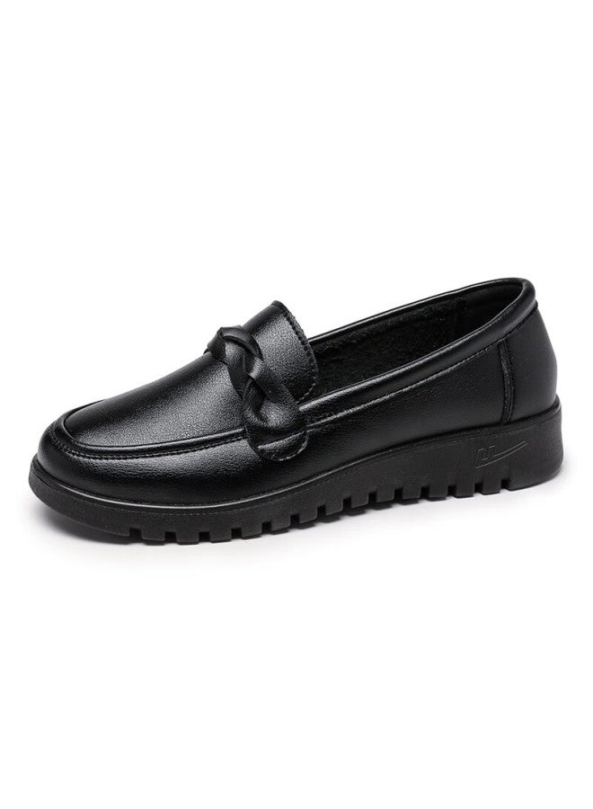 Pull Back Huili Mom Shoes, Comfortable For Elderly In Spring And Autumn, Suitable For Middle-aged Women Aged 50-60, Soft Sole Non-slip Leather Shoes For Middle-aged And Elderly, 0044 Black Size 38 - Image 4