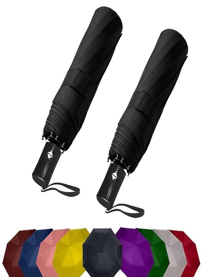 Packcy 2 pcs Windproof Travel Umbrella | Auto Open & Close Compact Folding Strong Wind Resistant Portable Backpack for Men Women Fits Car, Purse, Luggage, Use - Image 1