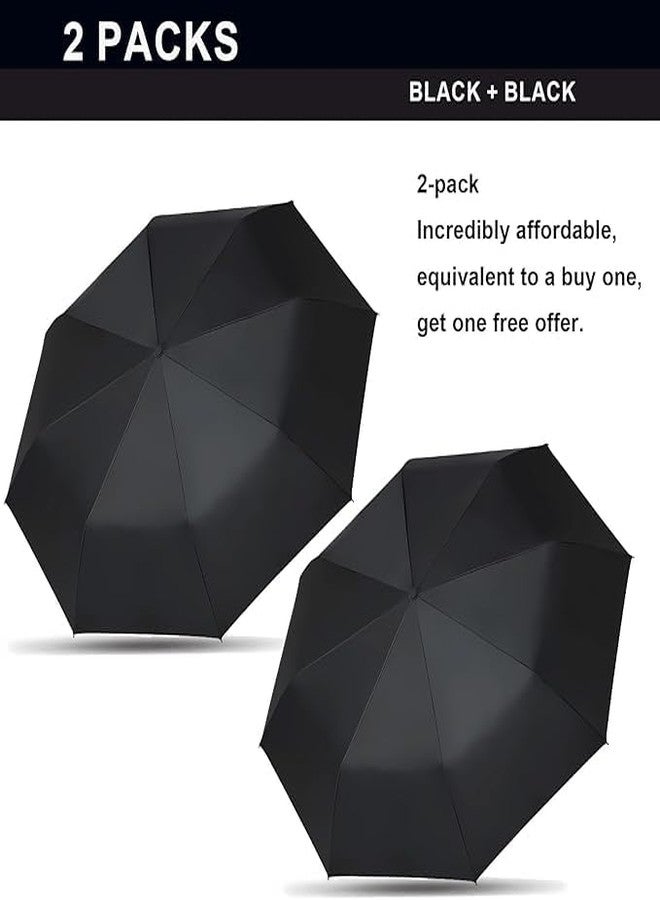 Packcy 2 pcs Windproof Travel Umbrella | Auto Open & Close Compact Folding Strong Wind Resistant Portable Backpack for Men Women Fits Car, Purse, Luggage, Use - Image 2
