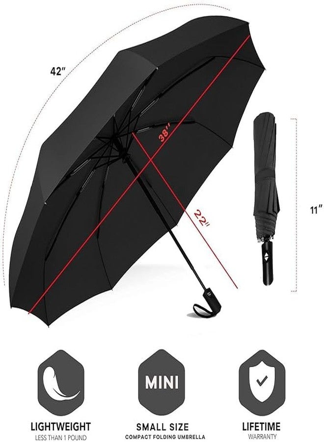 Packcy 2 pcs Windproof Travel Umbrella | Auto Open & Close Compact Folding Strong Wind Resistant Portable Backpack for Men Women Fits Car, Purse, Luggage, Use - Image 5