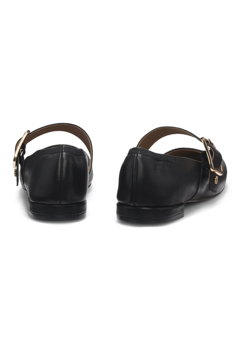BOSS Leather ballerina pumps with buckled strap