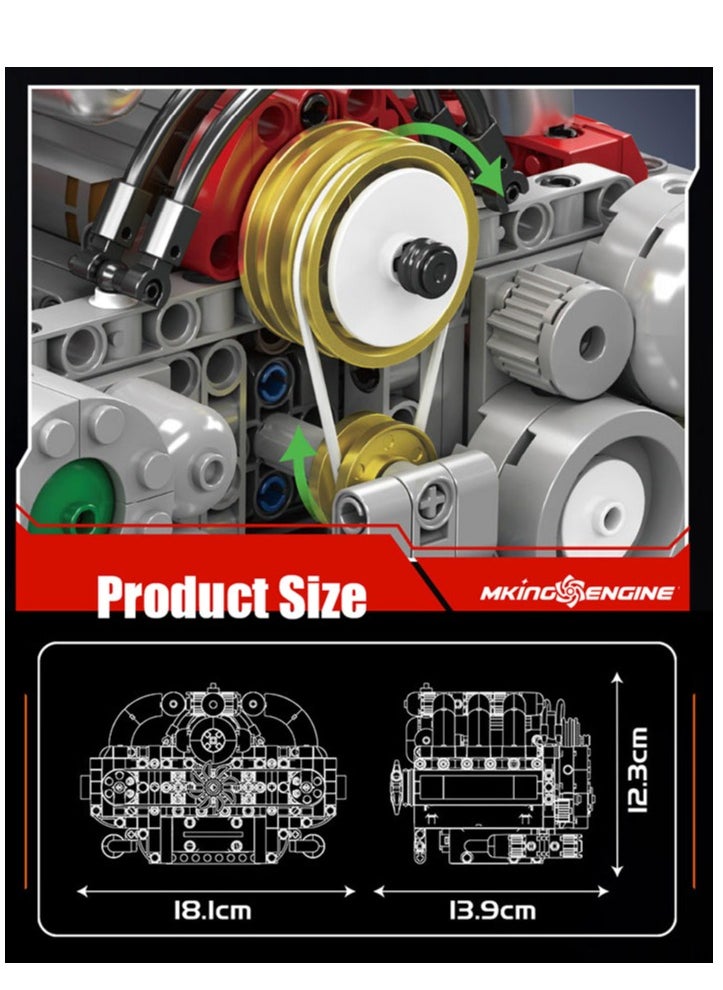 mould king - 10193 Boxer Engine Model Kit - Build Your Own Mini Engine, Car Engine Replica Build Blocks Set for Kids/Adult (609 Pcs) - Image 1