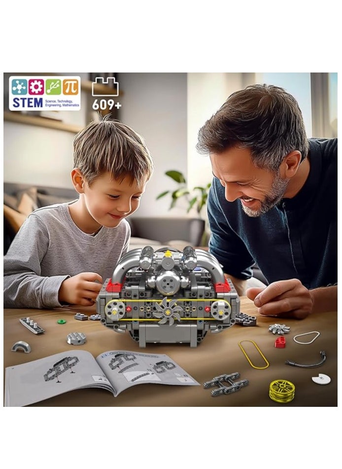 mould king - 10193 Boxer Engine Model Kit - Build Your Own Mini Engine, Car Engine Replica Build Blocks Set for Kids/Adult (609 Pcs) - Image 1