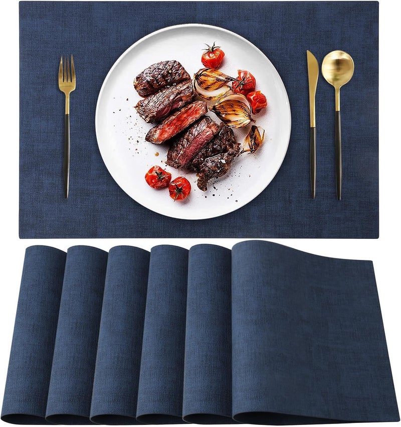 BS B&S Reversible Rectangular Knitted Placemat - Dark Grey & Deep Blue - Image 1